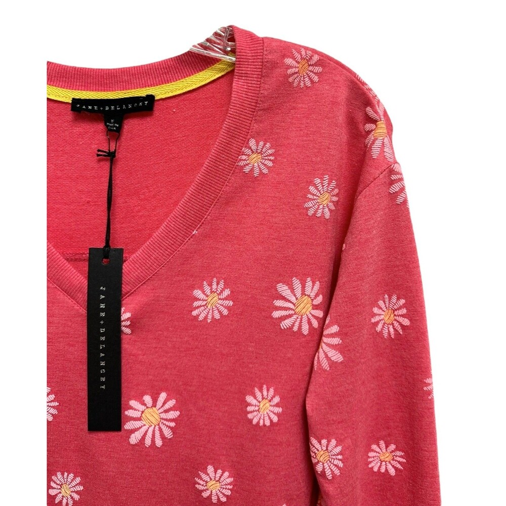 Jane & Delancey Women's  V-Neck Pullover Top Long Sleeve Size M Pink - Picture 5 of 9